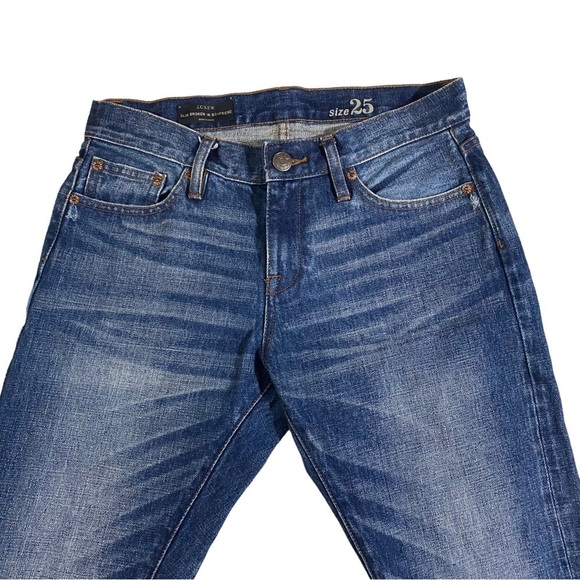 J. Crew Jeans Slim Broken-In Boyfriend Jeans Women Sz 25 x28 Whiskered Denim - Picture 3 of 12